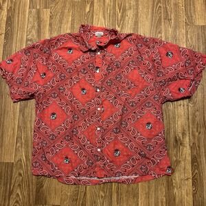 Vintage Georgia Bulldogs Bandanna Shirt Adult 3XL Red Button Down AOP‎